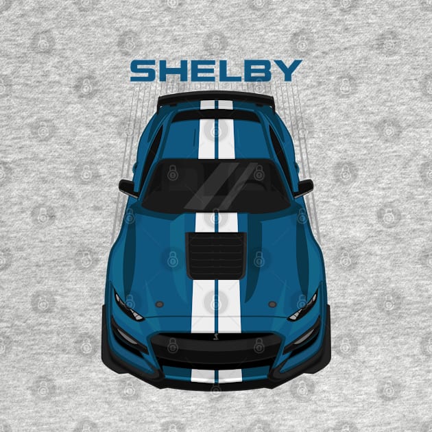 Ford Mustang Shelby GT500 2020-2021 - Ford Performance Blue - White Stripes by V8social